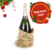 09. Flaske pose med julemotiv og snøre lukning (Grøn)