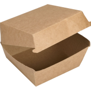 Burgerboks, 11,8x11,7x8,2cm, 1100 ml, brun, kraft, med hængslet låg, small