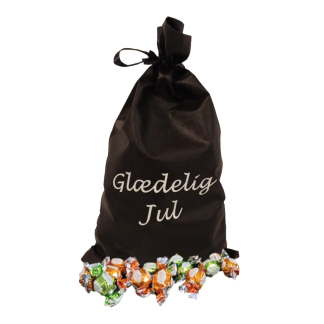 Sort julesæk  med 1 kg Crunchy choko kugler